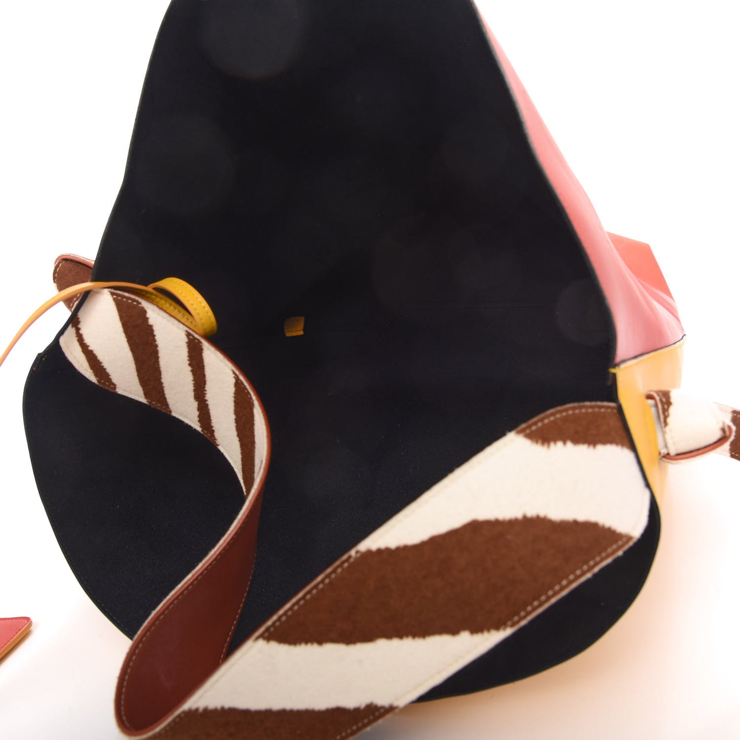 Shiny Smooth Calfskin Zebra Printed Oversized Twisted Cabas Sunflower Light Ruby