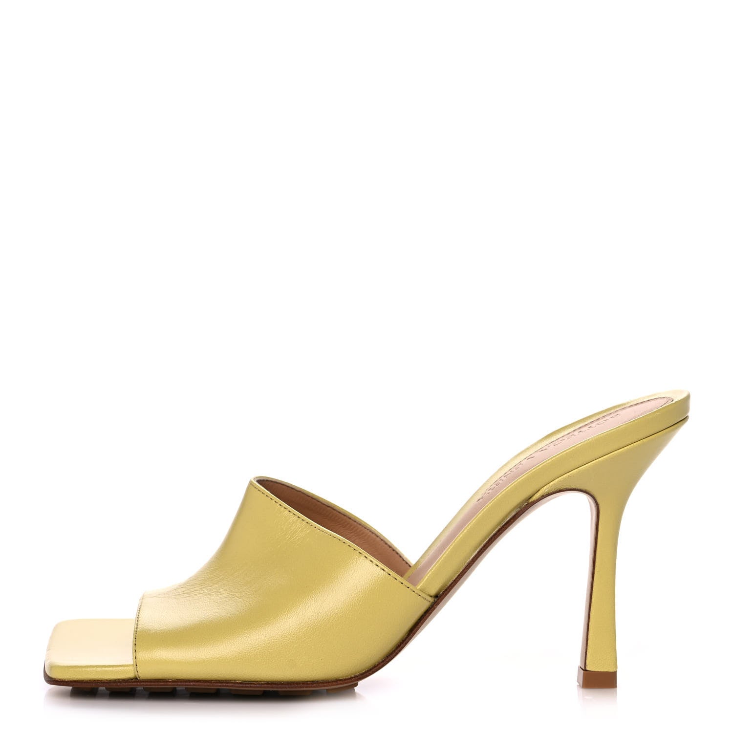 Bottega Veneta Lambskin Stretch Mule Sandals 37.5 Pear 1 of 10