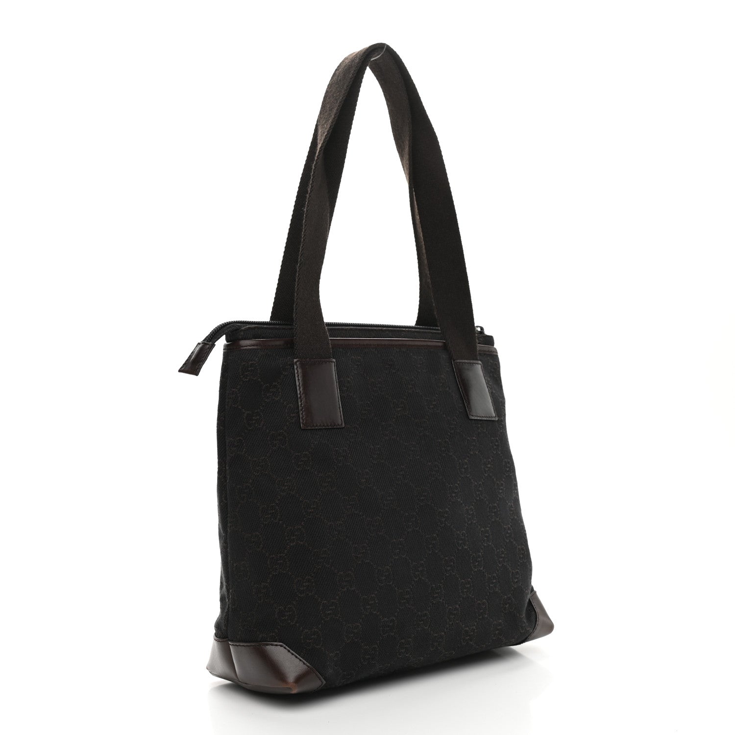 Gucci Denim Monogram Tote Bag Dark Brown 3 of 9