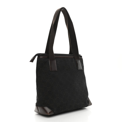 Gucci Denim Monogram Tote Bag Dark Brown 3 of 9