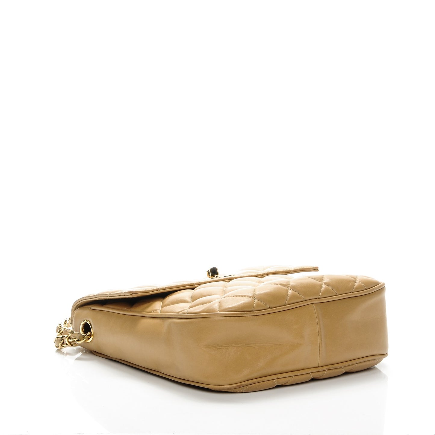 Lambskin Flap Shoulder Bag Beige