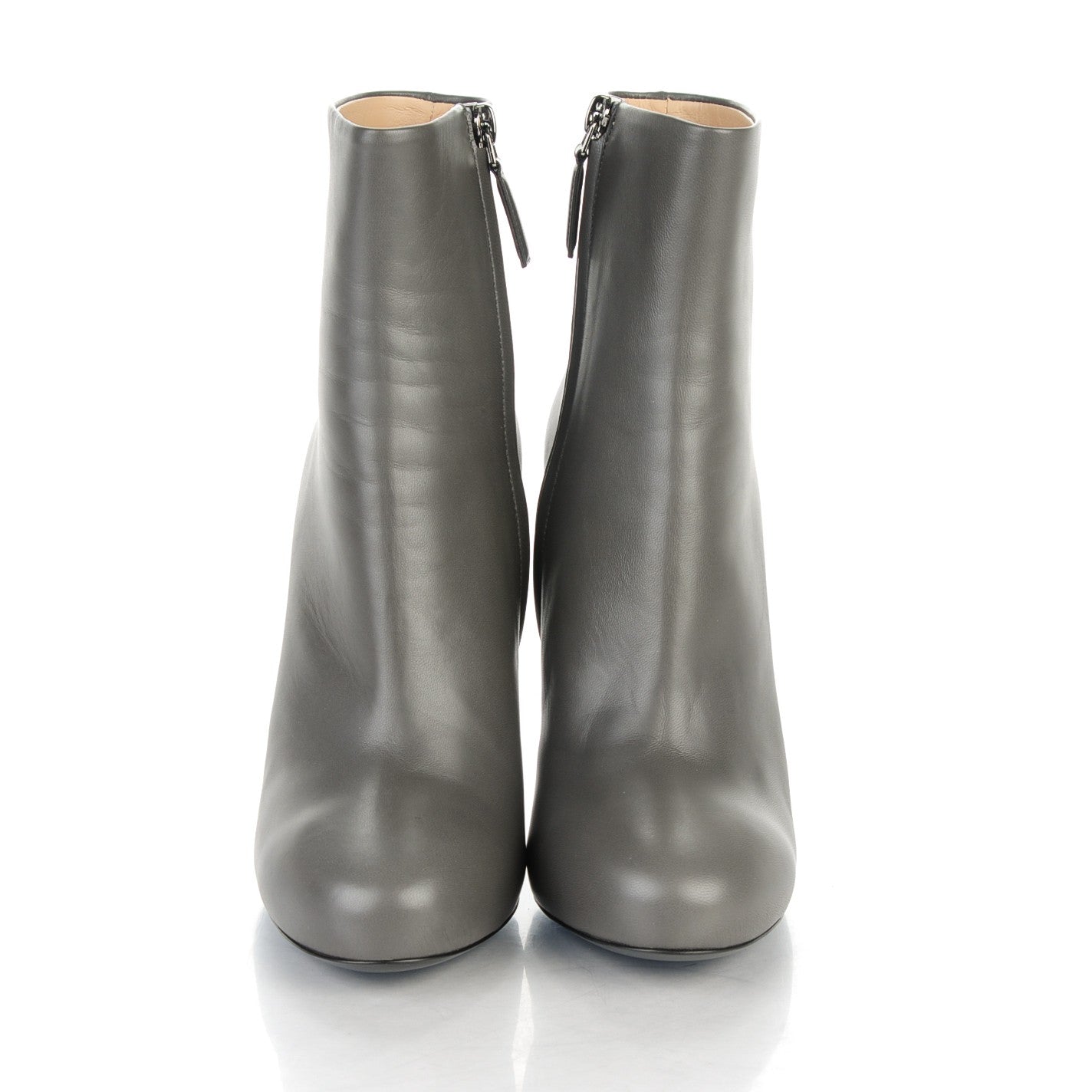 Lambskin Short Boots 38.5 Dark Grey