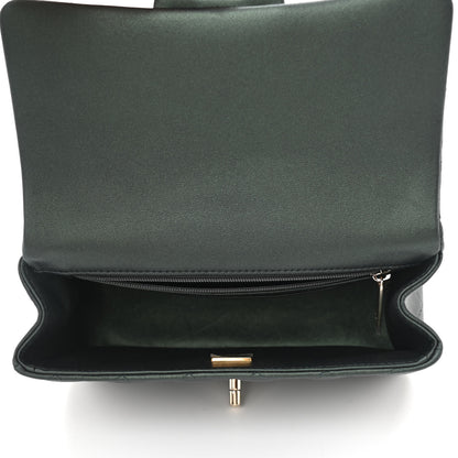 Chanel Iridescent Lambskin Quilted Mini Top Handle Rectangular Flap Dark Green 5 of 11
