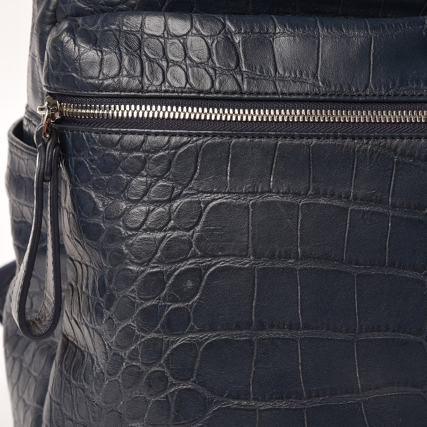 Calfskin Crocodile Embossed Large Luxus Backpack Blue