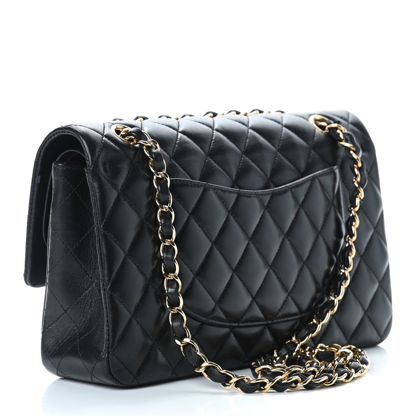 Lambskin Quilted Medium Double Flap Black