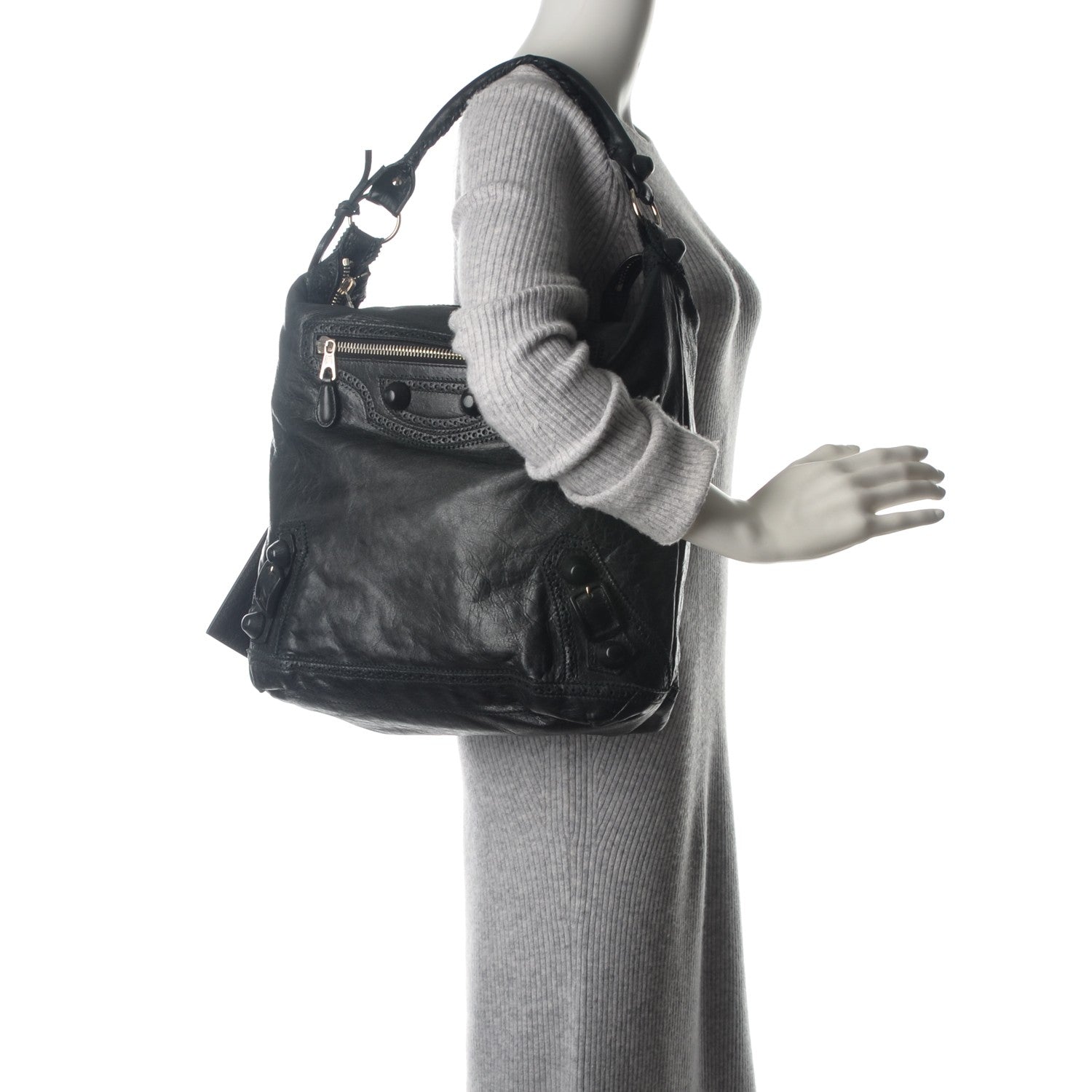 Balenciaga Agneau Giant Brogues Hardware Day Hobo Black 2 of 7
