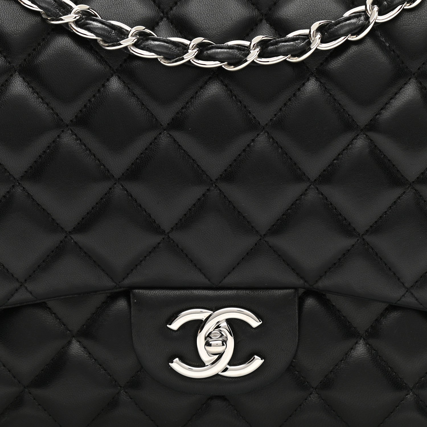 Chanel Lambskin Quilted Maxi Double Flap Black 8 of 14