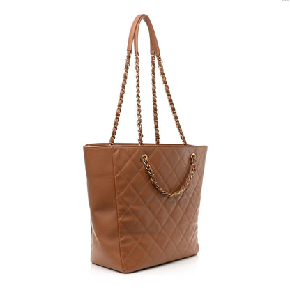 Chanel Calfskin Stitched Large Shopping Bag Brown 3 of 9