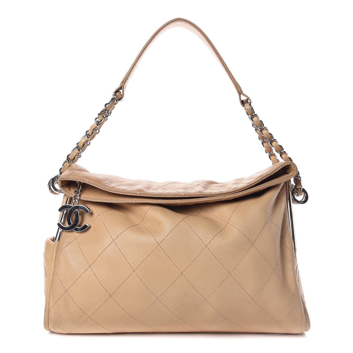 Lambskin Stitched Medium Ultimate Soft Tote Beige
