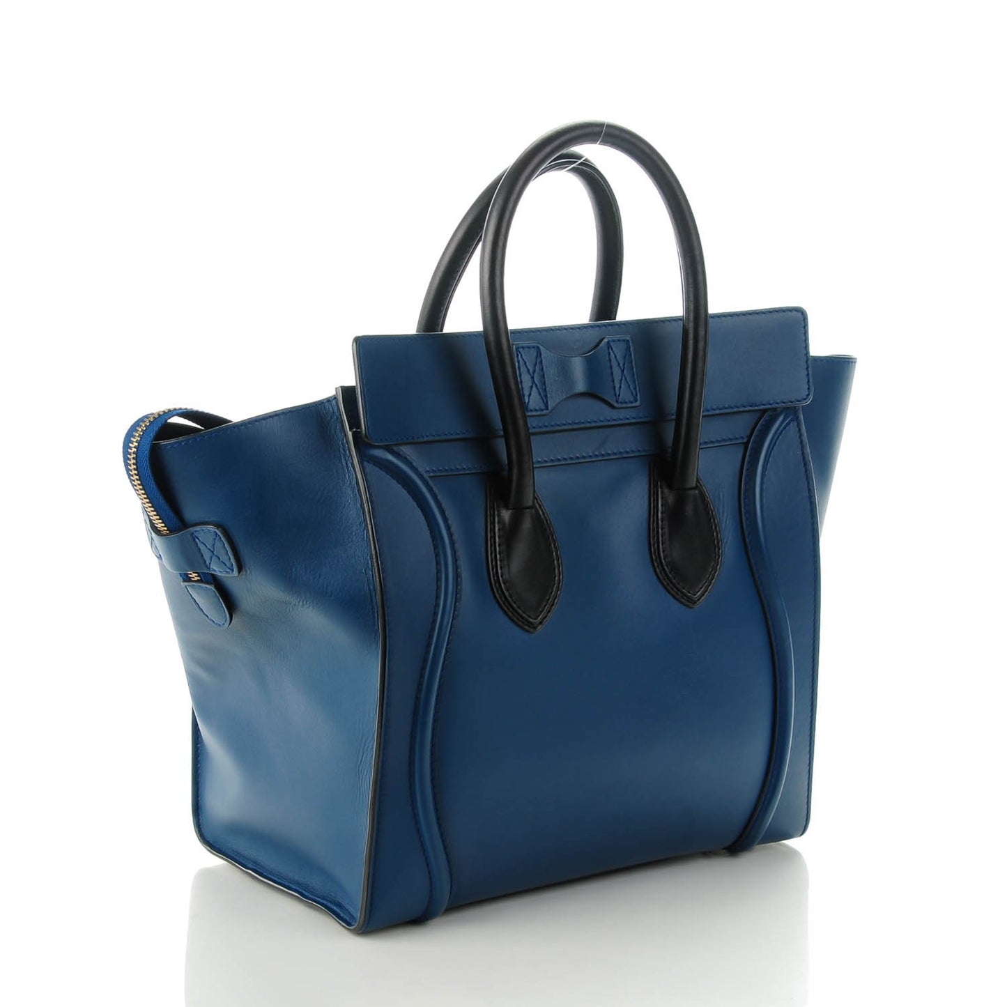 Smooth Calfskin Mini Bi-Color Luggage Ocean Blue