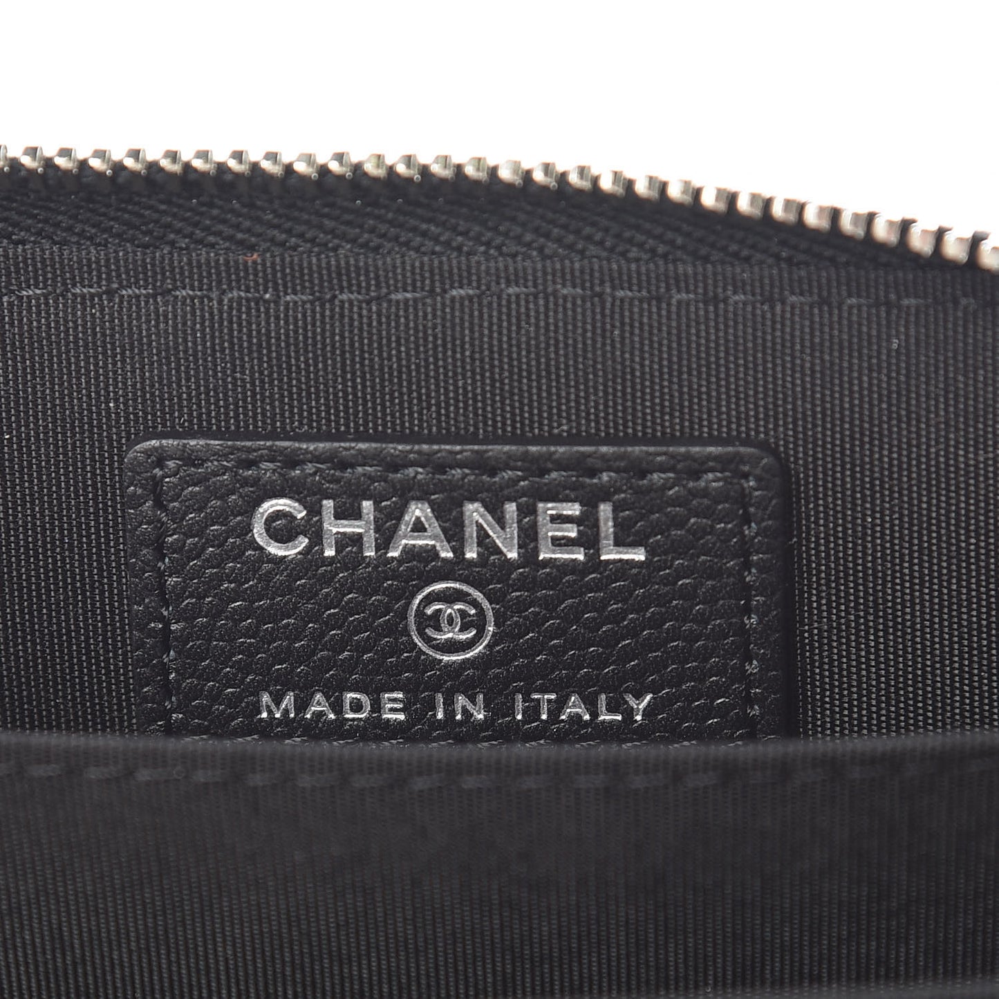 Caviar Camellia Embossed Zip Coin Purse Black