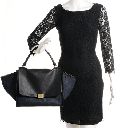 Celine Smooth Calfskin Denim Medium Trapeze Blue 4 of 10