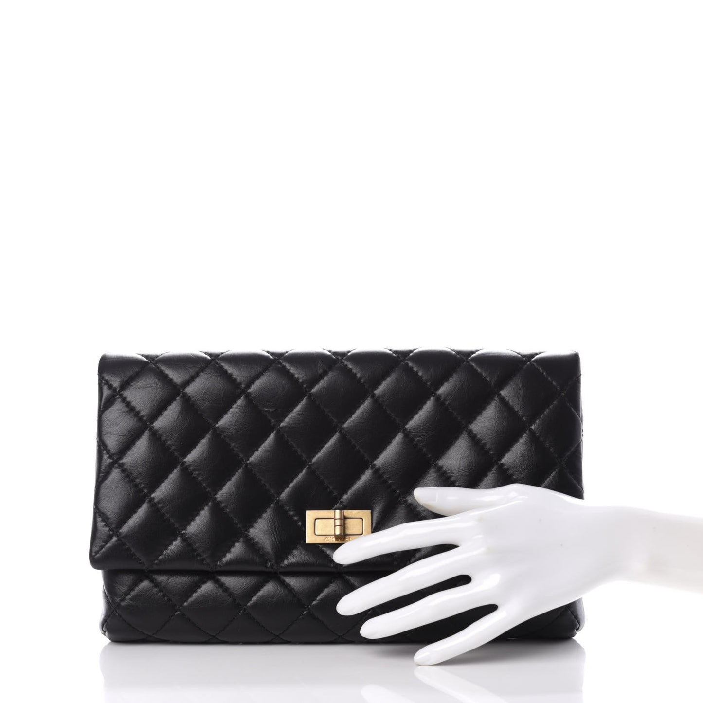 Aged Calfskin Quilted Reissue 2.55 Clutch Black