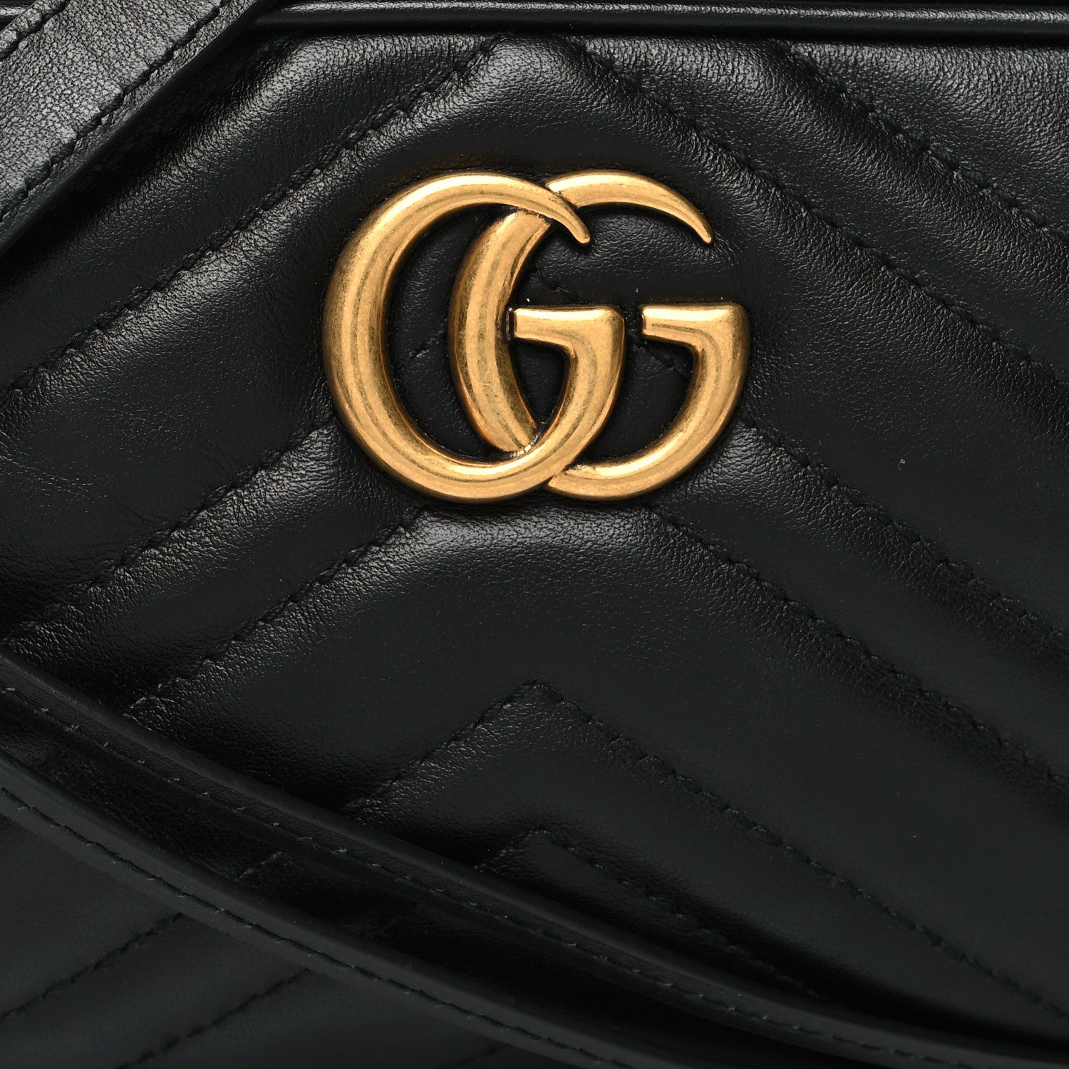 Gucci Calfskin Matelasse Mini GG Marmont Chain Shoulder Bag Black 9 of 11