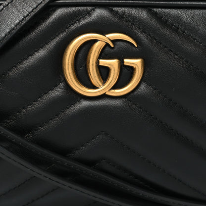 Gucci Calfskin Matelasse Mini GG Marmont Chain Shoulder Bag Black 9 of 11