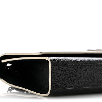 Saint Laurent Grain De Poudre Medium Classic Monogram Kate Satchel Black White 9 of 13