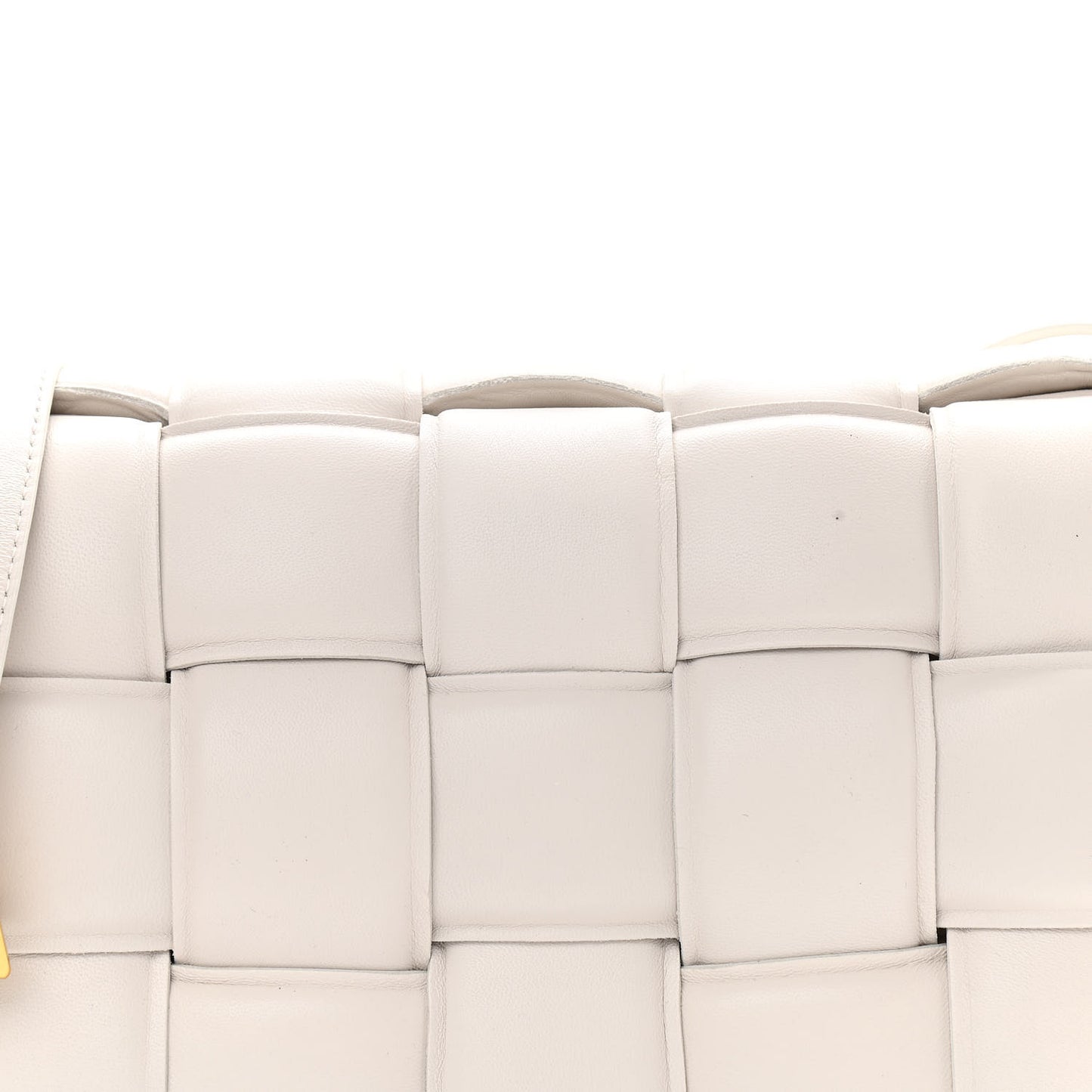 Paper Calfskin Maxi Intreccio Padded Cassette Crossbody Bag White
