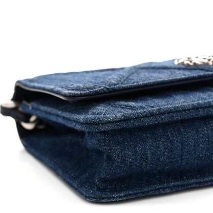 Chanel Denim Quilted Chanel 19 Wallet On Chain WOC Blue 10 of 11