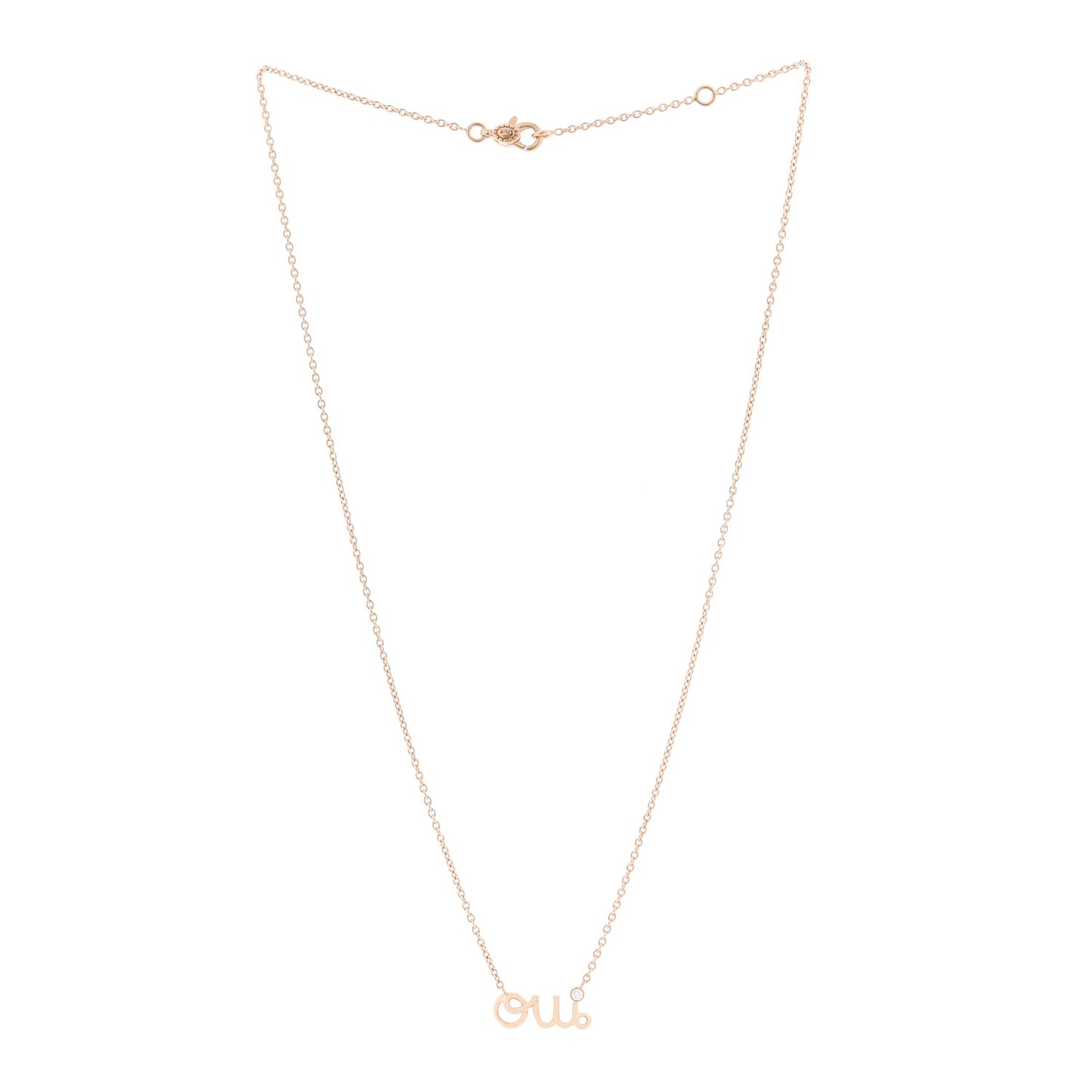 18K Rose Gold Diamond Oui Pendant Necklace