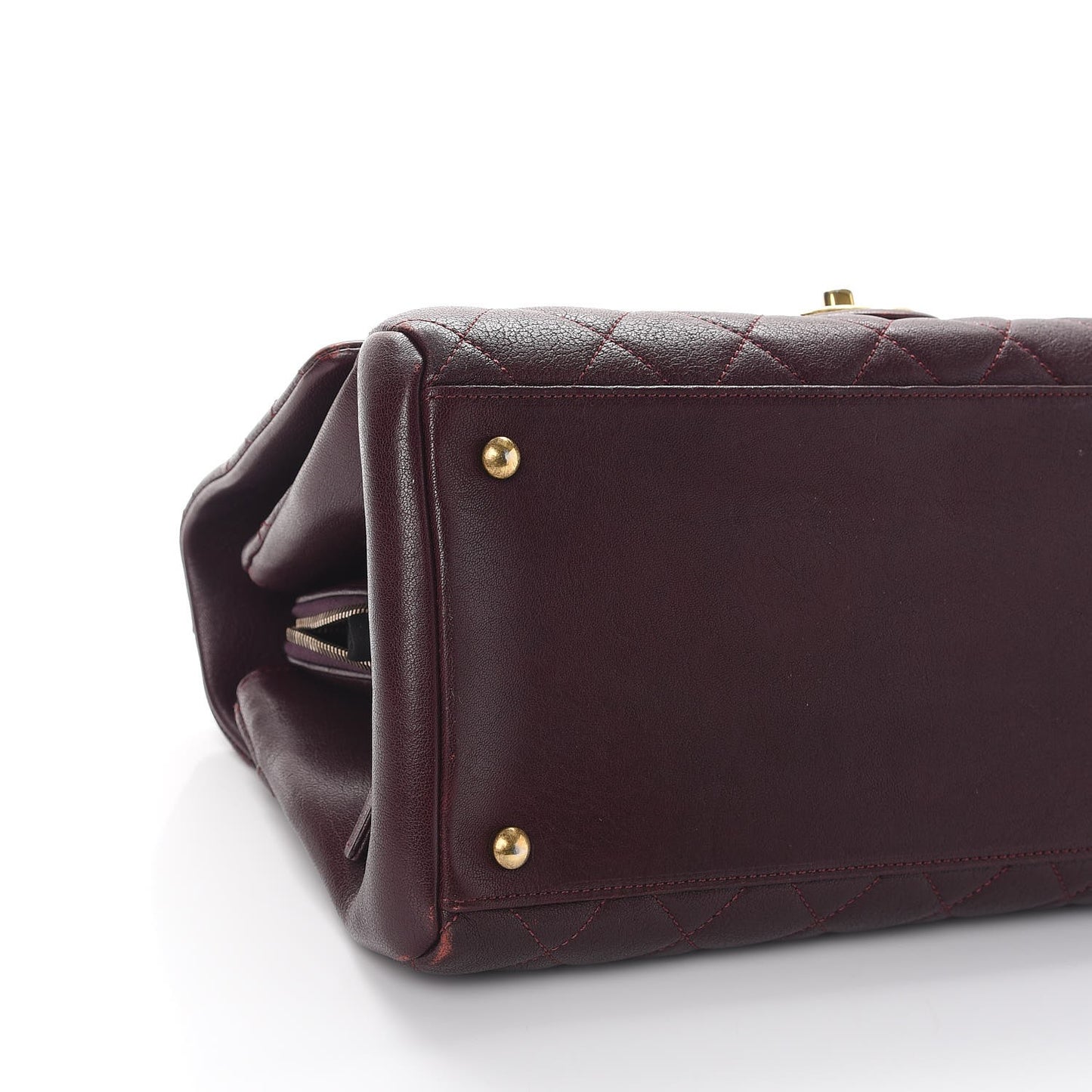 Shiny Sheepskin Quilted Large Trapezio Flap Dark Burgundy