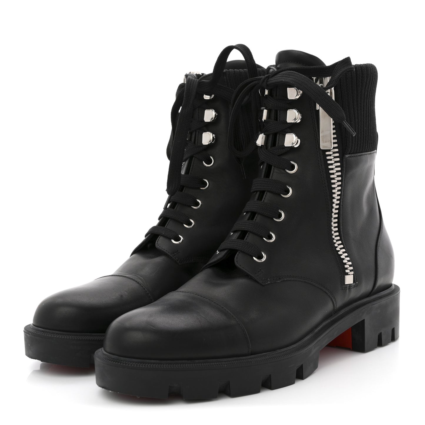 Calfskin Knit En Hiver Zip Boots 41 Black