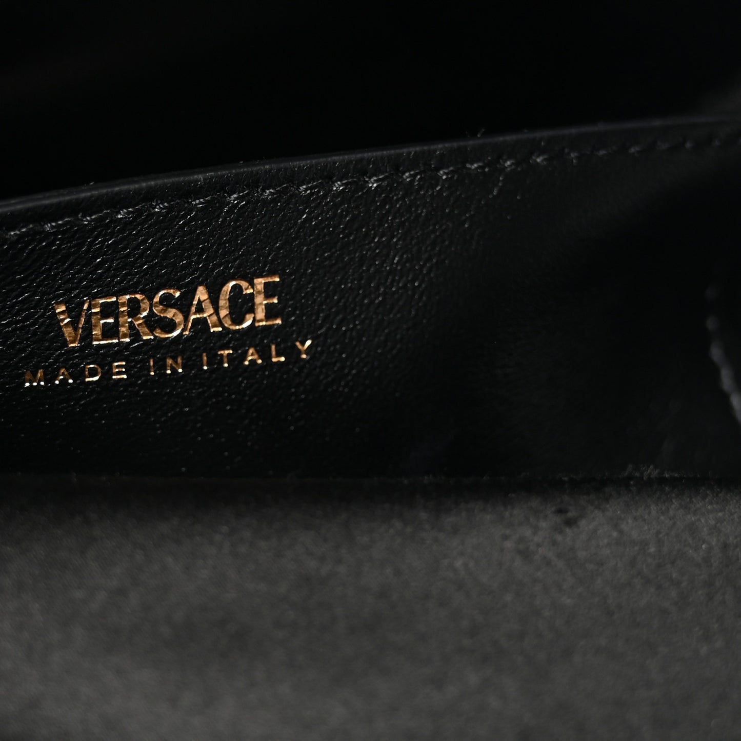 Satin Crystal Medusa 95 Plaque Bag Black