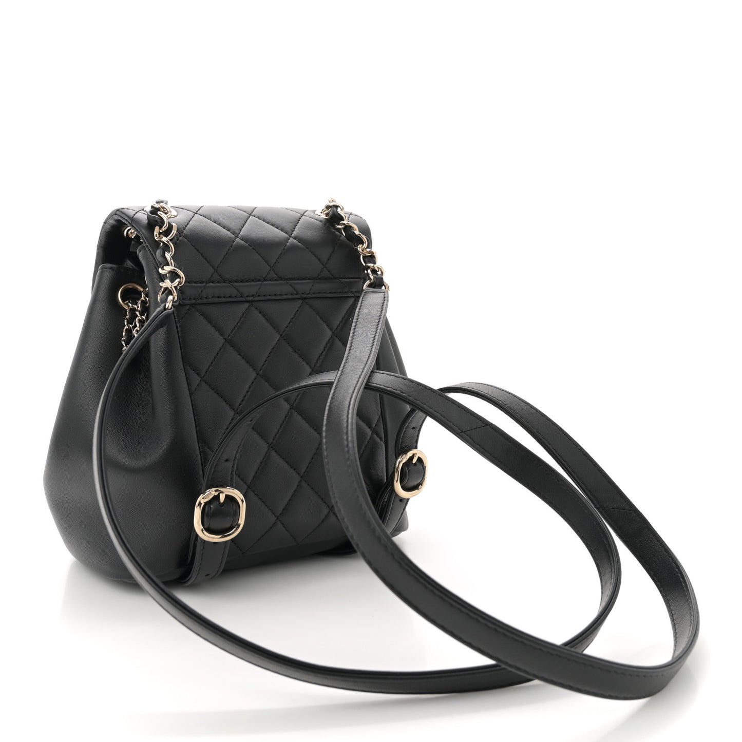 Lambskin Quilted Small Duma Drawstring Backpack Black