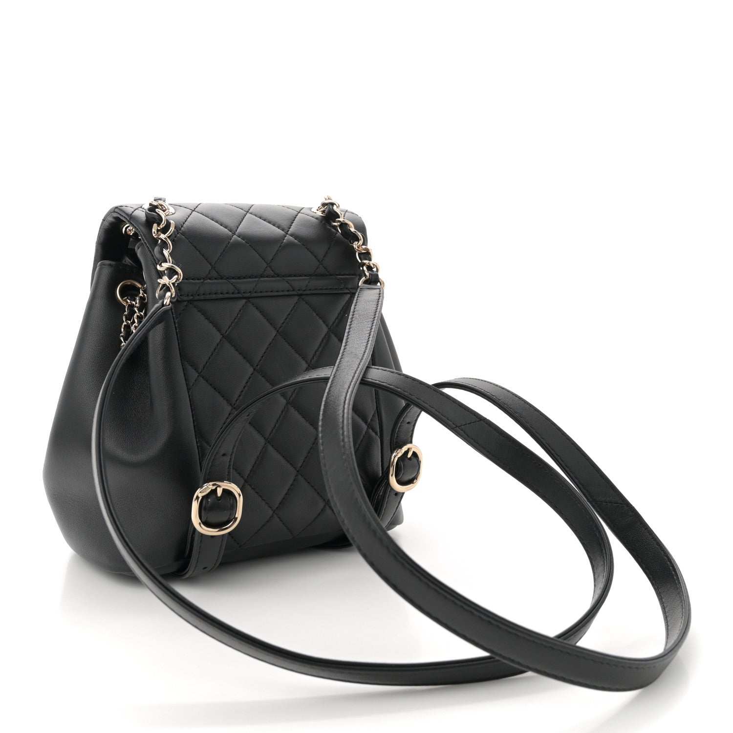Chanel Lambskin Quilted Small Duma Drawstring Backpack Black 3 of 10