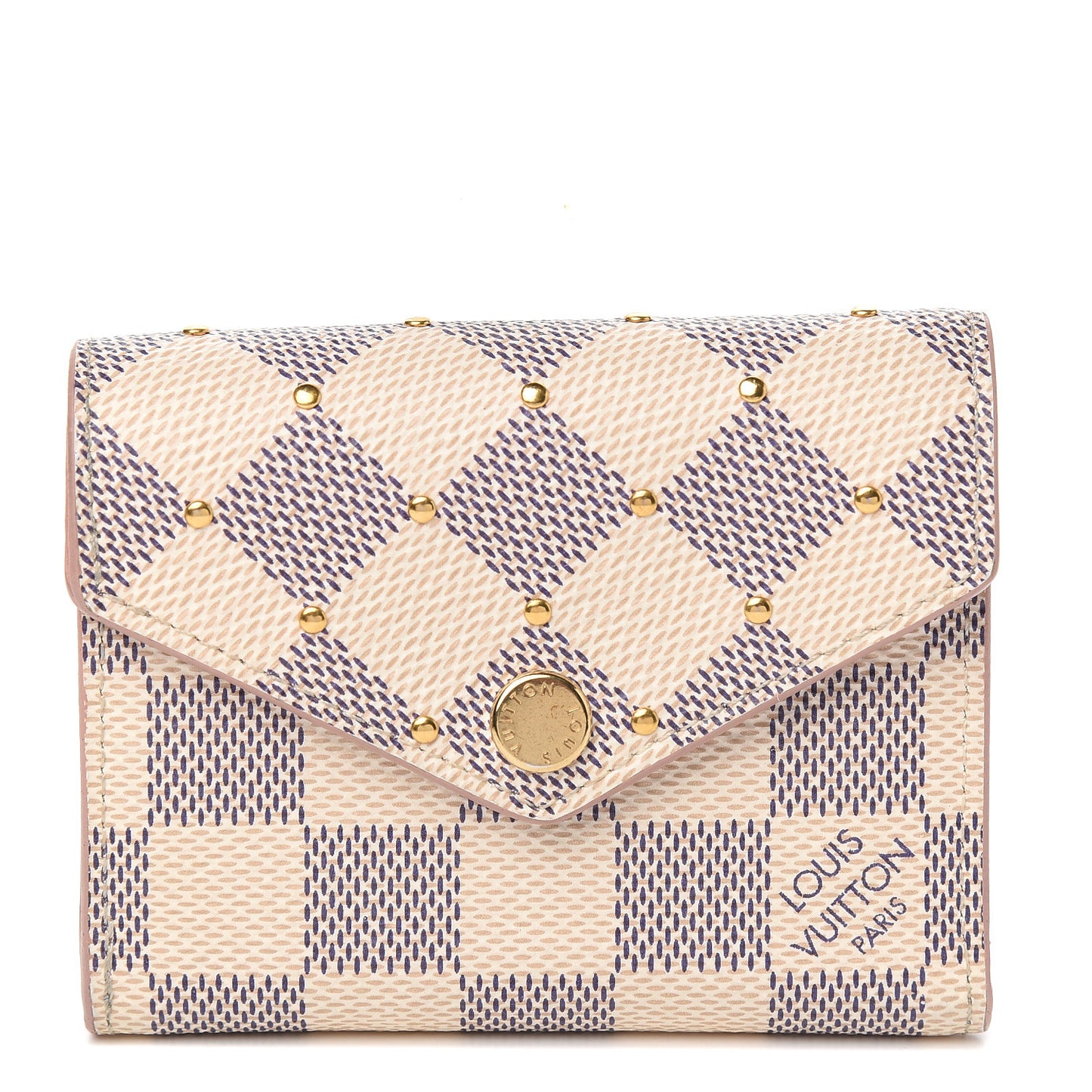 Damier Azur Studded Zoe Wallet Rose Ballerine