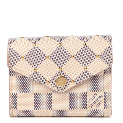 Louis Vuitton Damier Azur Studded Zoe Wallet Rose Ballerine 1 of 6