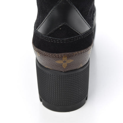 Louis Vuitton Suede Calfskin Monogram Laureate Platform Desert Boots 35 Black 9 of 9