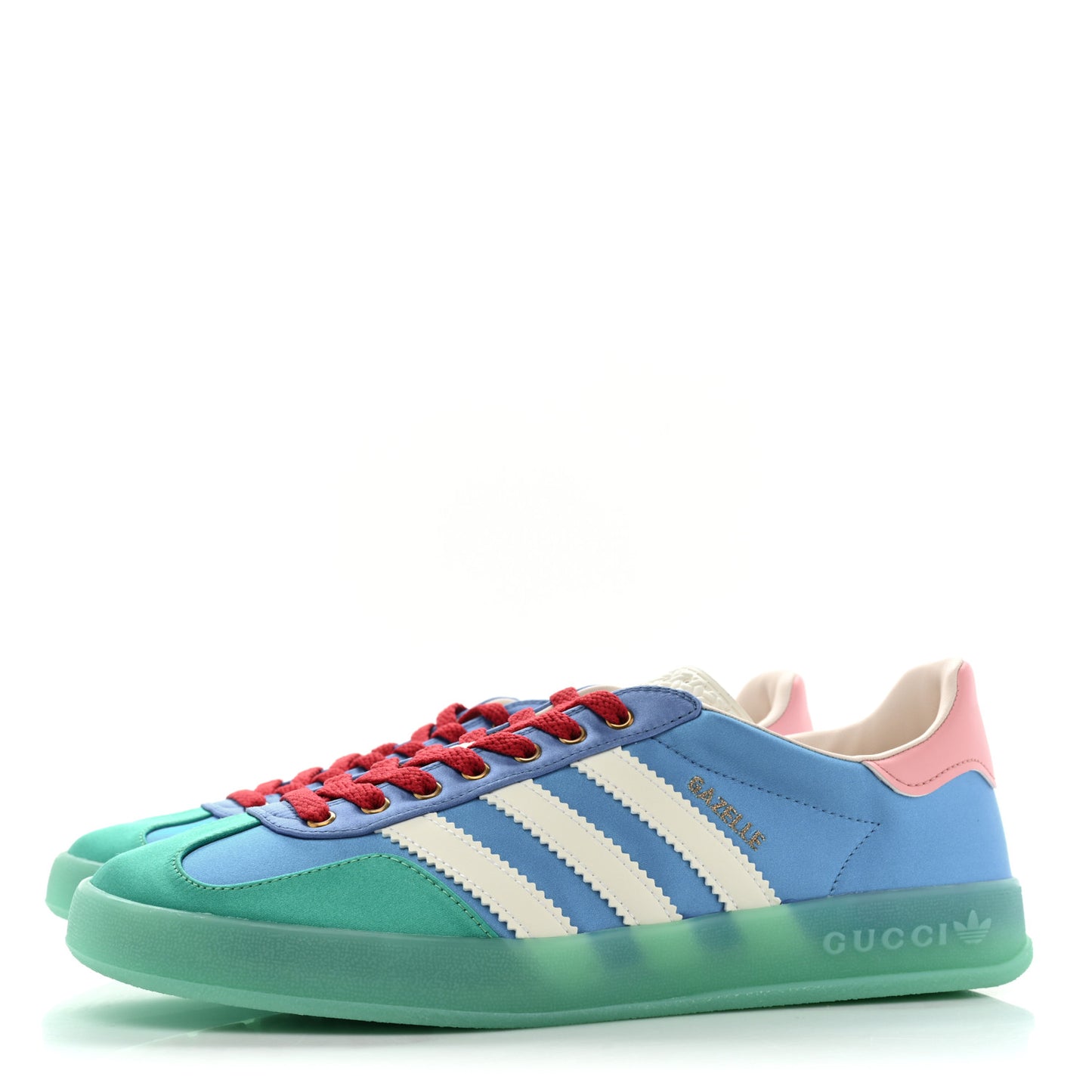 X ADIDAS Silk Duchesse Demetra Rubber Womens Gazelle Sneakers 7.5 Jade Capri Avio Off White