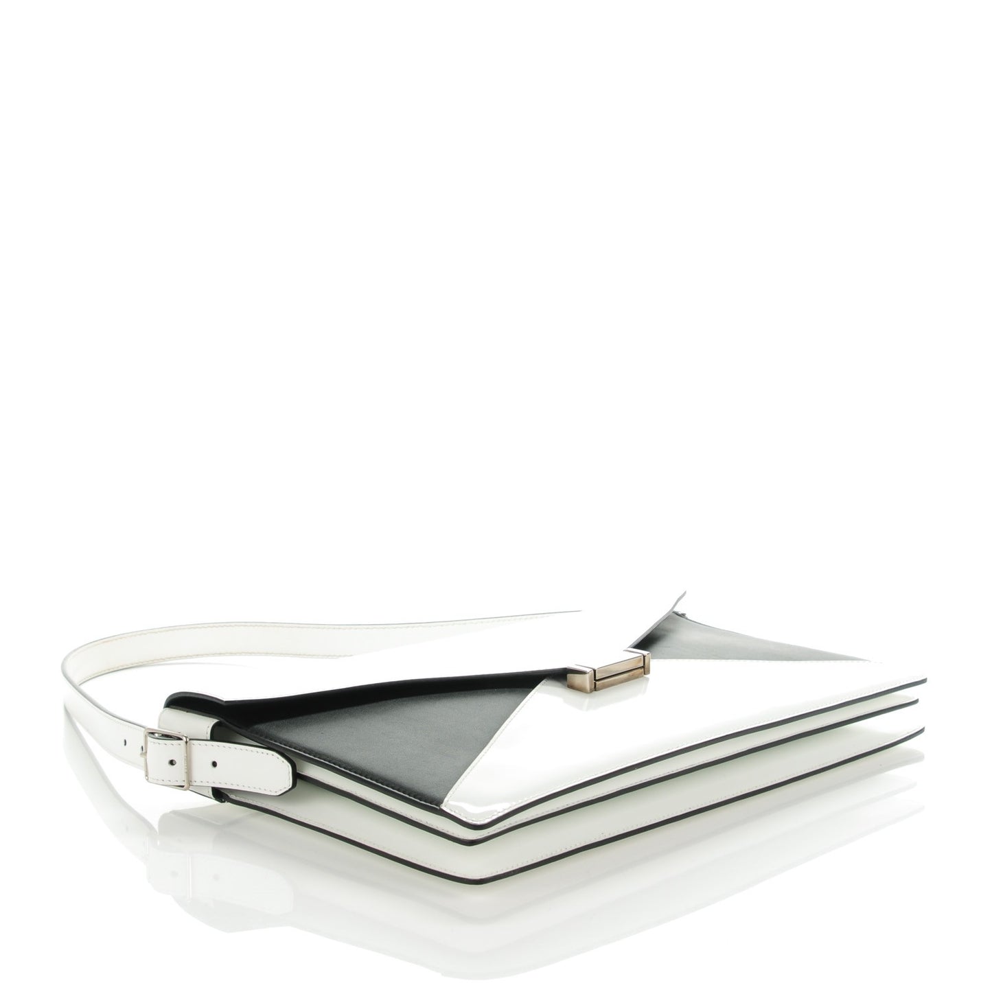 Spazzolato Calfskin Medium Diamond Shoulder Bag White Black