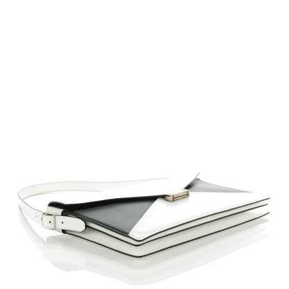 Celine Spazzolato Calfskin Medium Diamond Shoulder Bag White Black 4 of 7