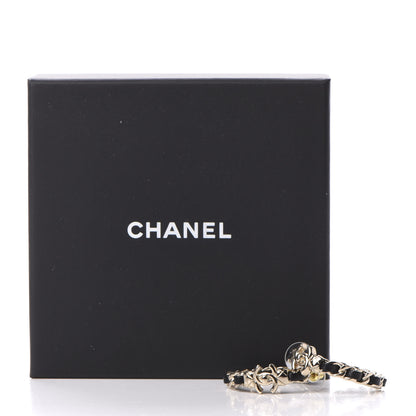 Chanel Lambskin CC Turnlock Chain Hoop Earrings Gold Black 4 of 4