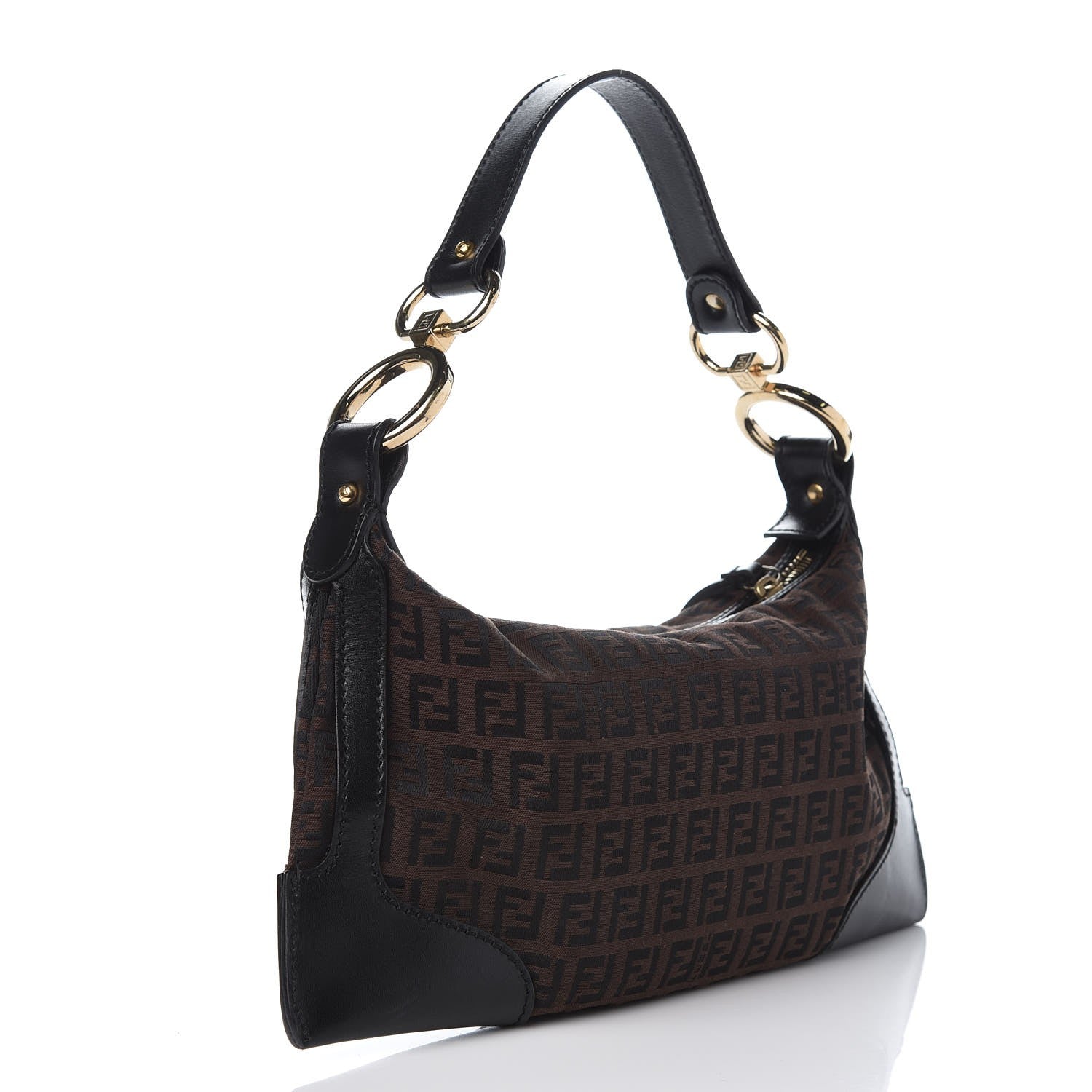 Fendi Zucchino Cuoio Small Chef Pocket Shoulder Bag Black Moro 3 of 7