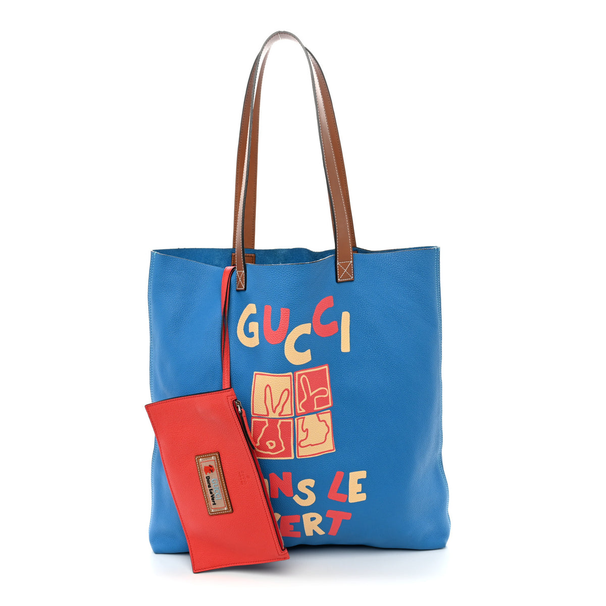 Gucci Calfskin Dans Le Vert Large Tote Blue 3 of 10