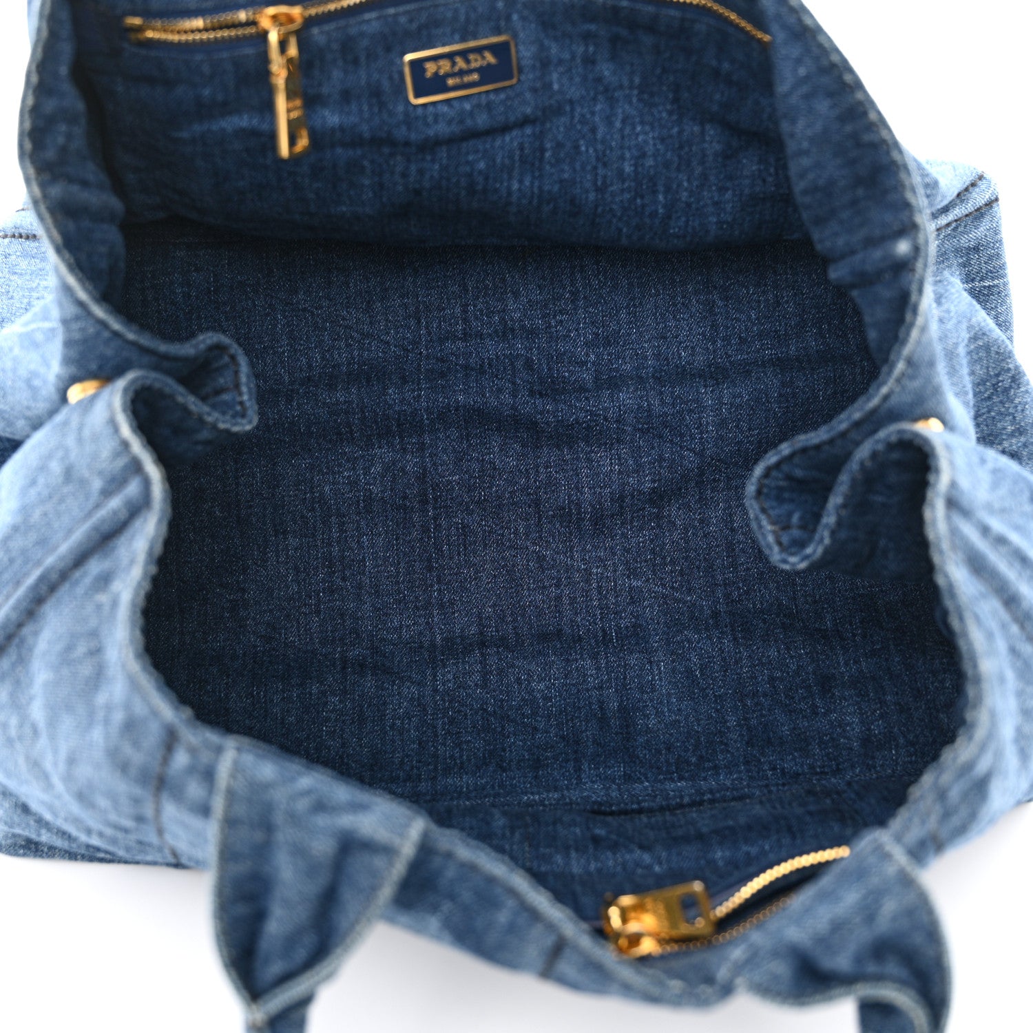 Prada Denim Logo Tote Bleu 5 of 10