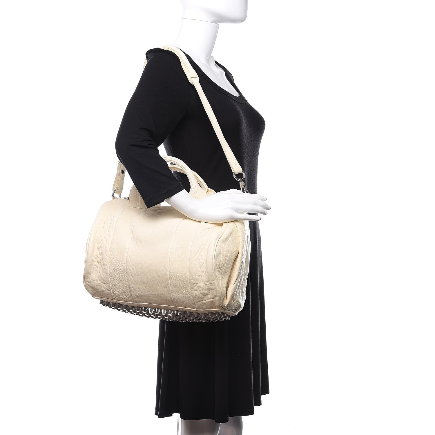 Alexander Wang Pebbled Lambskin Rocco Bone Silver Hardware 2 of 13