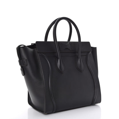 Celine Drummed Calfskin Mini Luggage Black 3 of 9