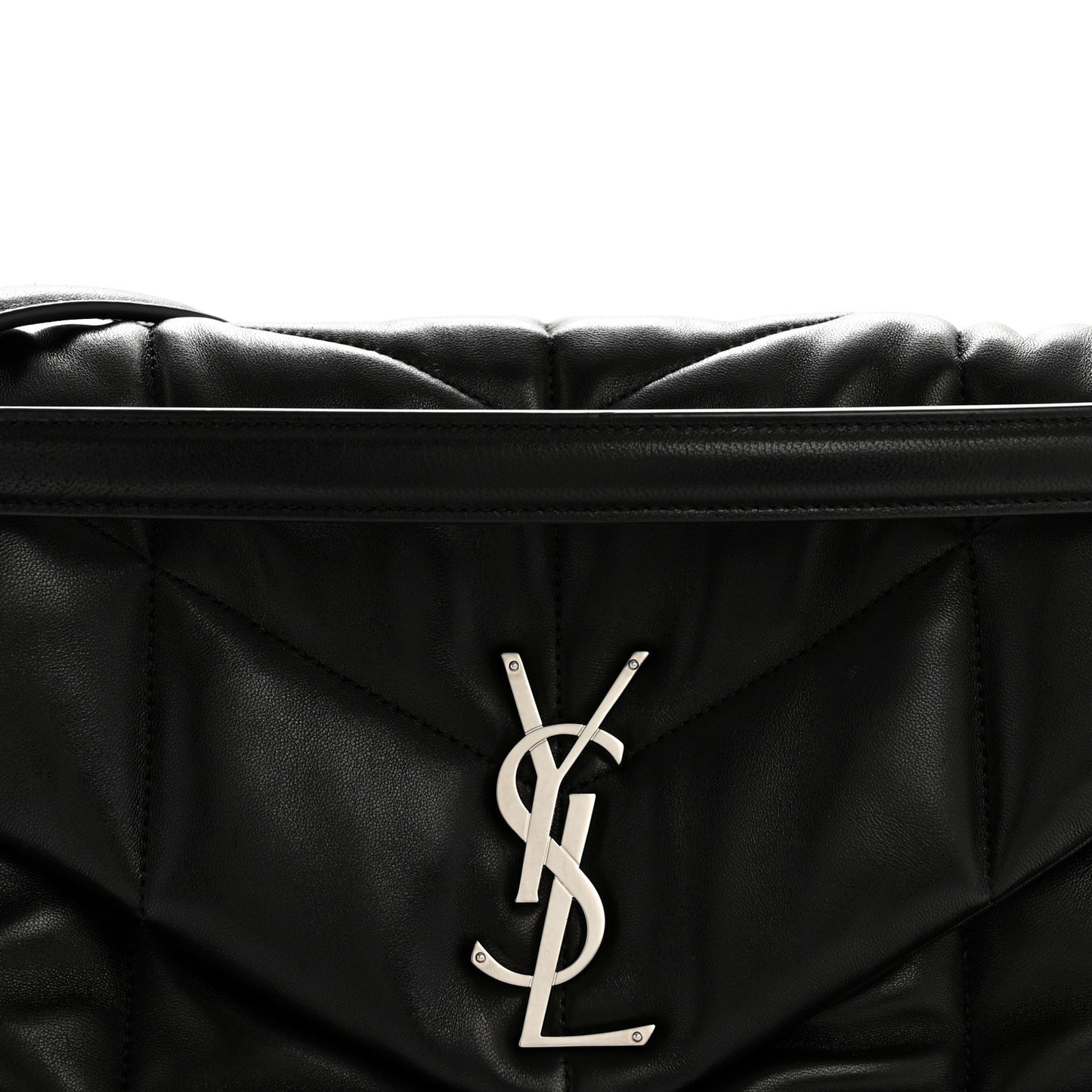 Lambskin Quilted Medium Loulou Puffer Monogram Chain Satchel Black