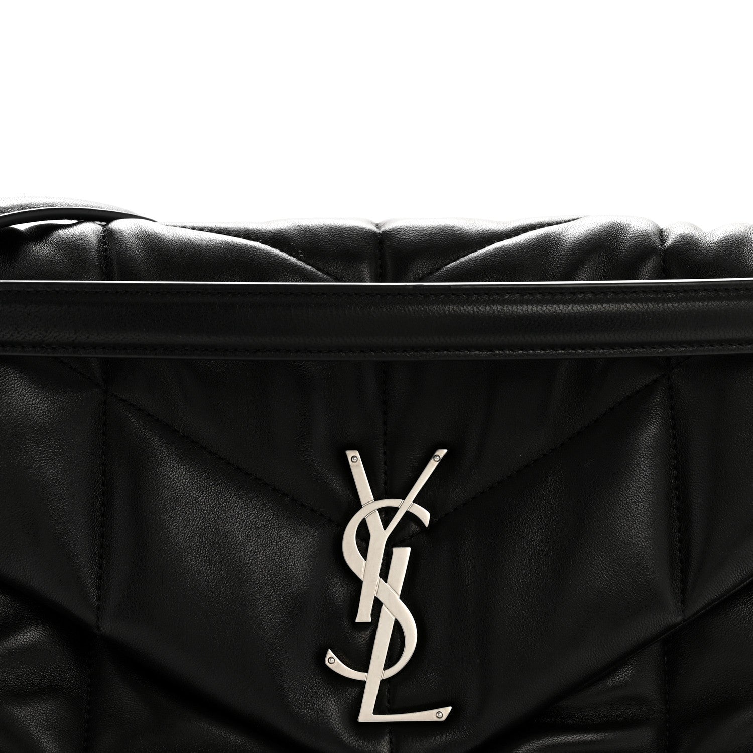 Saint Laurent Lambskin Quilted Medium Loulou Puffer Monogram Chain Satchel Black 8 of 13