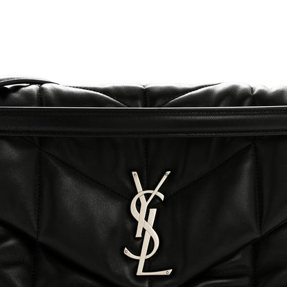 Saint Laurent Lambskin Quilted Medium Loulou Puffer Monogram Chain Satchel Black 8 of 13