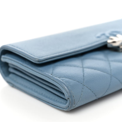 Chanel Grained Calfskin Quilted CC Box Flap Wallet Blue 9 of 10