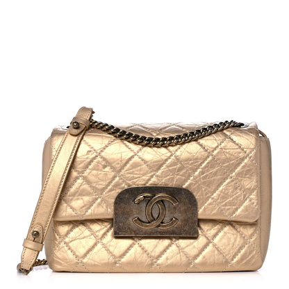 Chanel Metallic Aged Calfskin Quilted CC Square Flap Light Gold 1 of 12