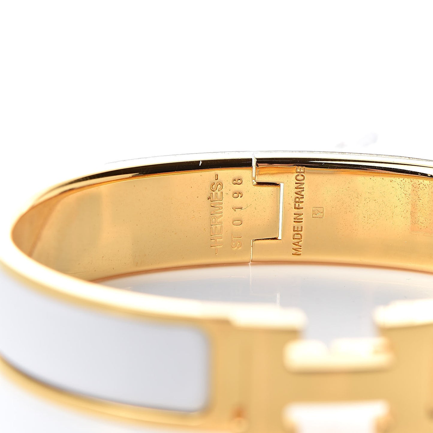 Enamel Narrow Clic Clac H Bracelet GM White