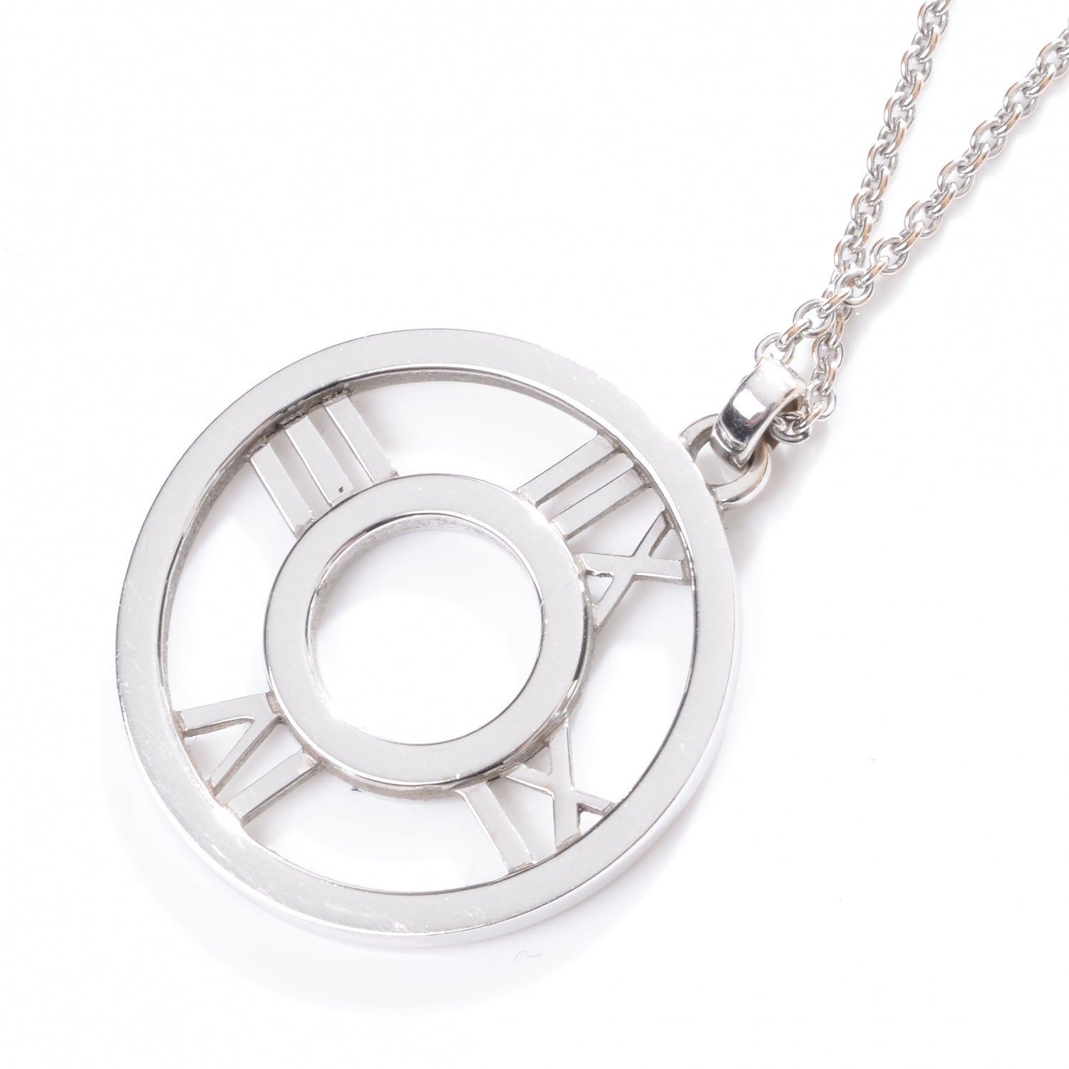Tiffany 18k White Gold Diamond Atlas Pendant Necklace 6 of 7