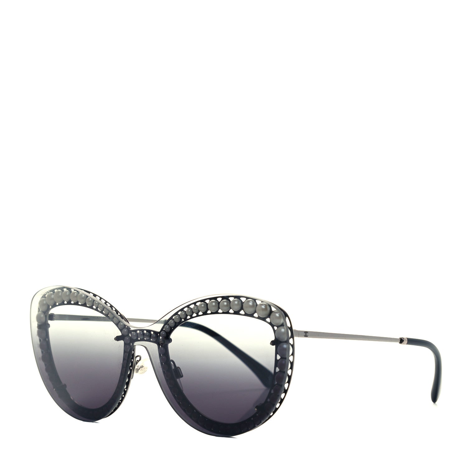 Chanel Acetate Metal Pearl Butterfly Sunglasses 4236-H Black Grey 1 of 7