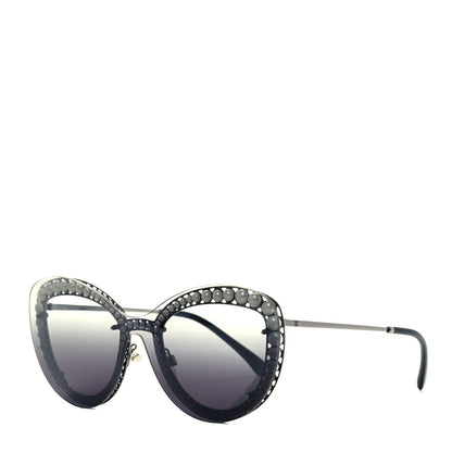 Chanel Acetate Metal Pearl Butterfly Sunglasses 4236-H Black Grey 1 of 7