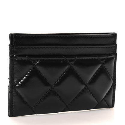 Chanel Shiny Lambskin Chevron Quilted Card Holder So Black 3 of 9